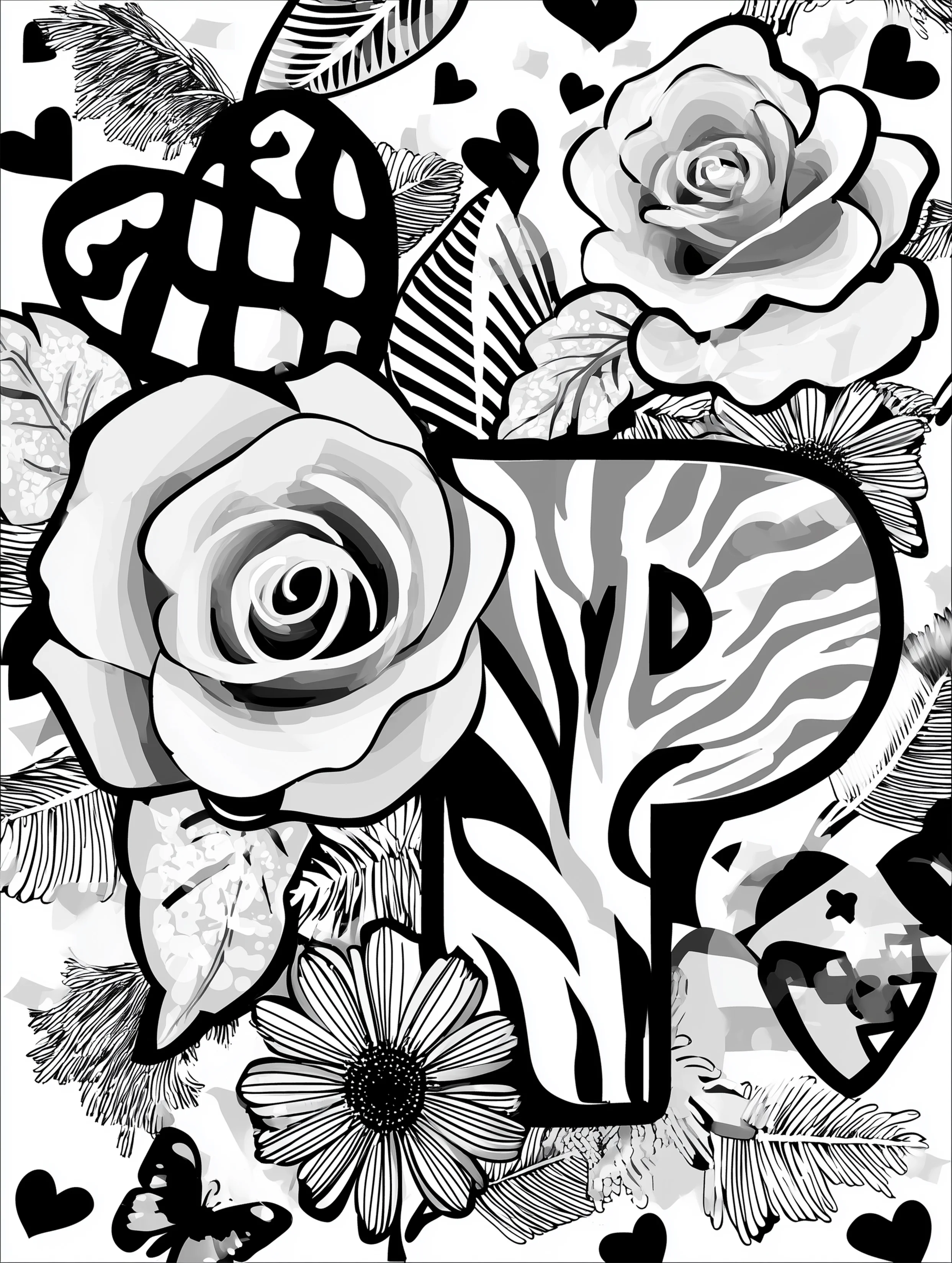 Free printable letter coloring page for adults featuring the letter P